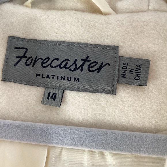 Forecaster Ivory/ White Women's Coat Lambswool blend fox fur trim on hood - Picture 3 of 9